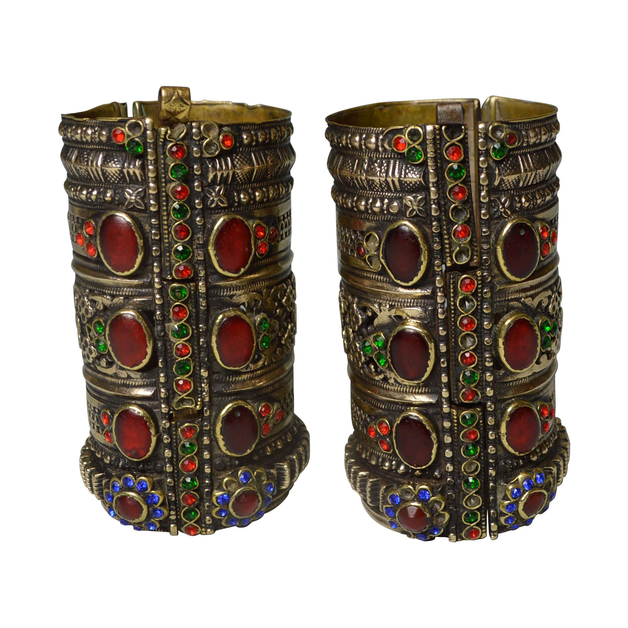 Fine Pair of Antique Tribal Bracelets Himalaya Afghanistan For Sale