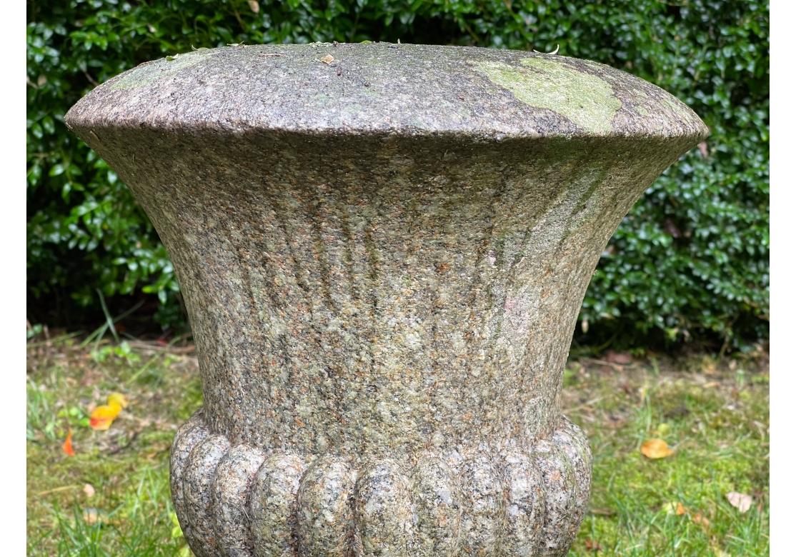 Neoclassical Fine Pair Of Antique Urn Form Granite Garden Stools For Sale