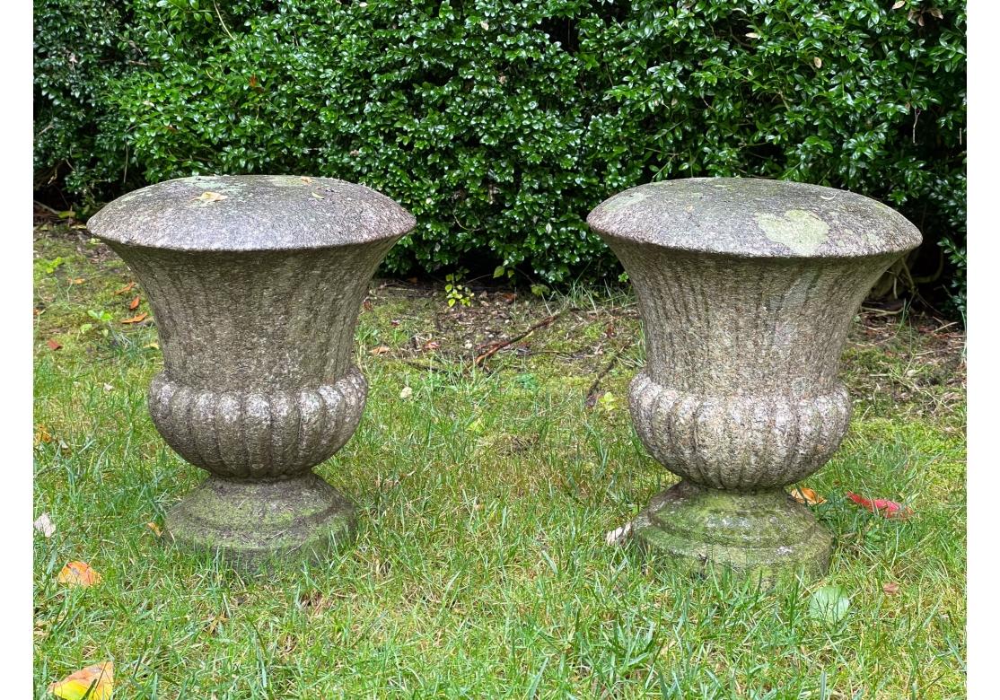 Fine Pair Of Antique Urn Form Granite Garden Stools For Sale 2