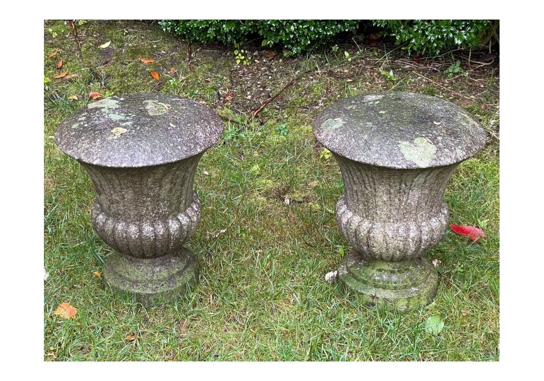 Fine Pair Of Antique Urn Form Granite Garden Stools For Sale 4