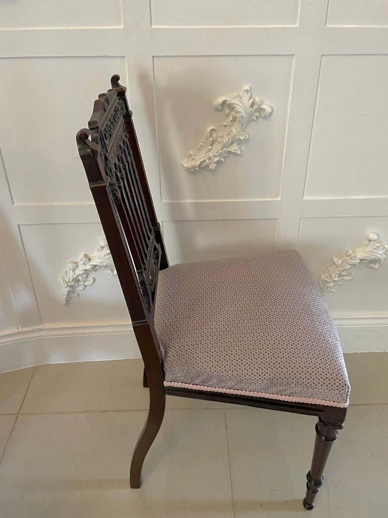 Fine Pair of Antique Victorian Carved Mahogany Side Chairs For Sale at ...