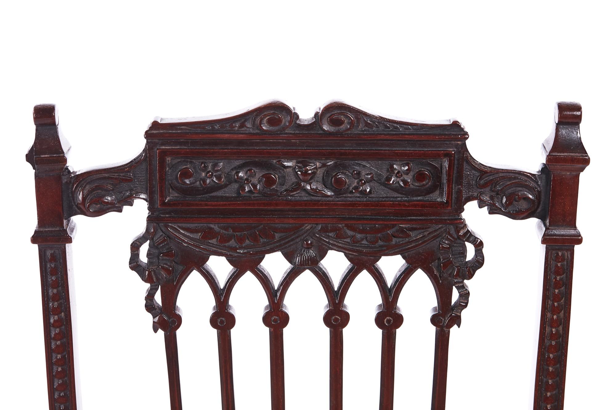 Fine Pair of Antique Victorian Carved Mahogany Side Chairs 2