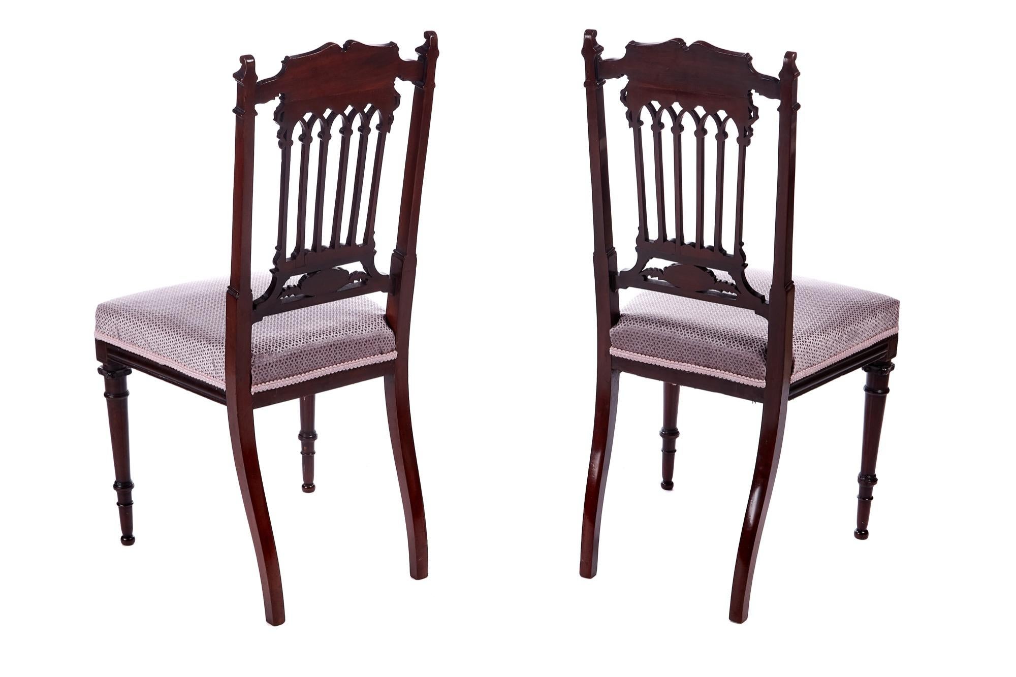 Fine Pair of Antique Victorian Carved Mahogany Side Chairs 3