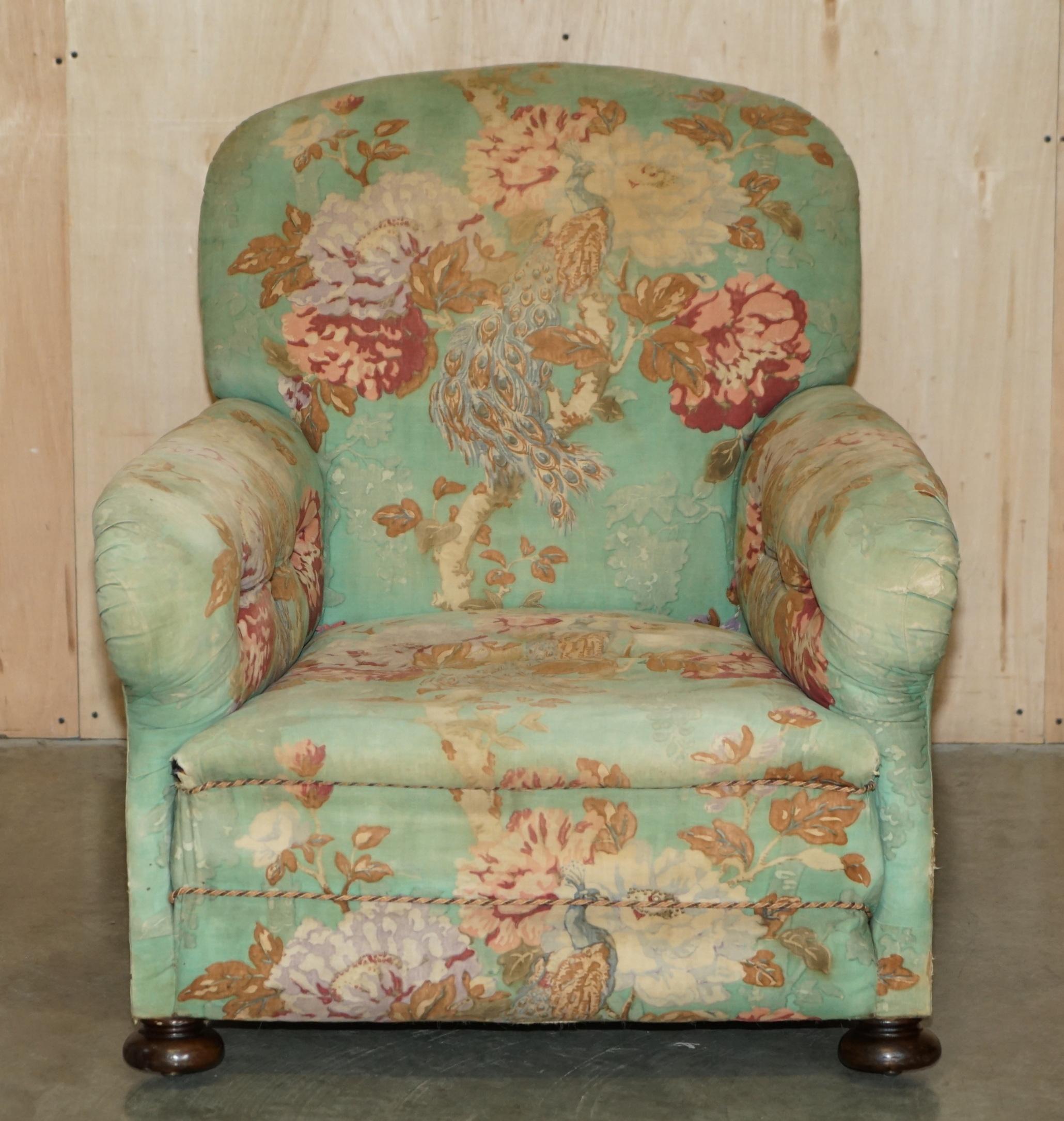 FINE PAIR OF ANTIQUE VICTORIAN MAPLE & CO HOWARD ENGLISH COUNTRY HOUSE ARMCHAIRs 6