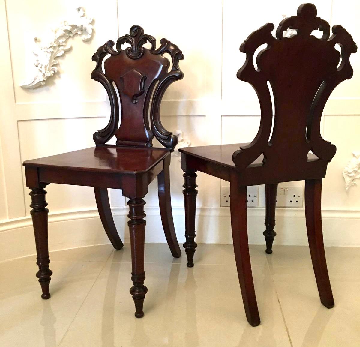 Fine Pair of Antique William IV Hall Chairs 2