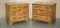 Fine Pair of Antique William & Mary Pine Oyster Laburnum Wood Chest of Drawers