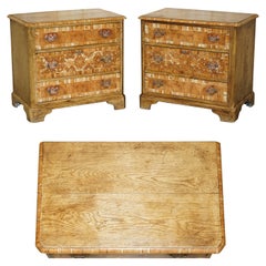 Fine Pair of Antique William & Mary Pine Oyster Laburnum Wood Chest of Drawers