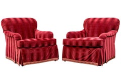 Fine Pair Of Baker Upholstered Club Chairs