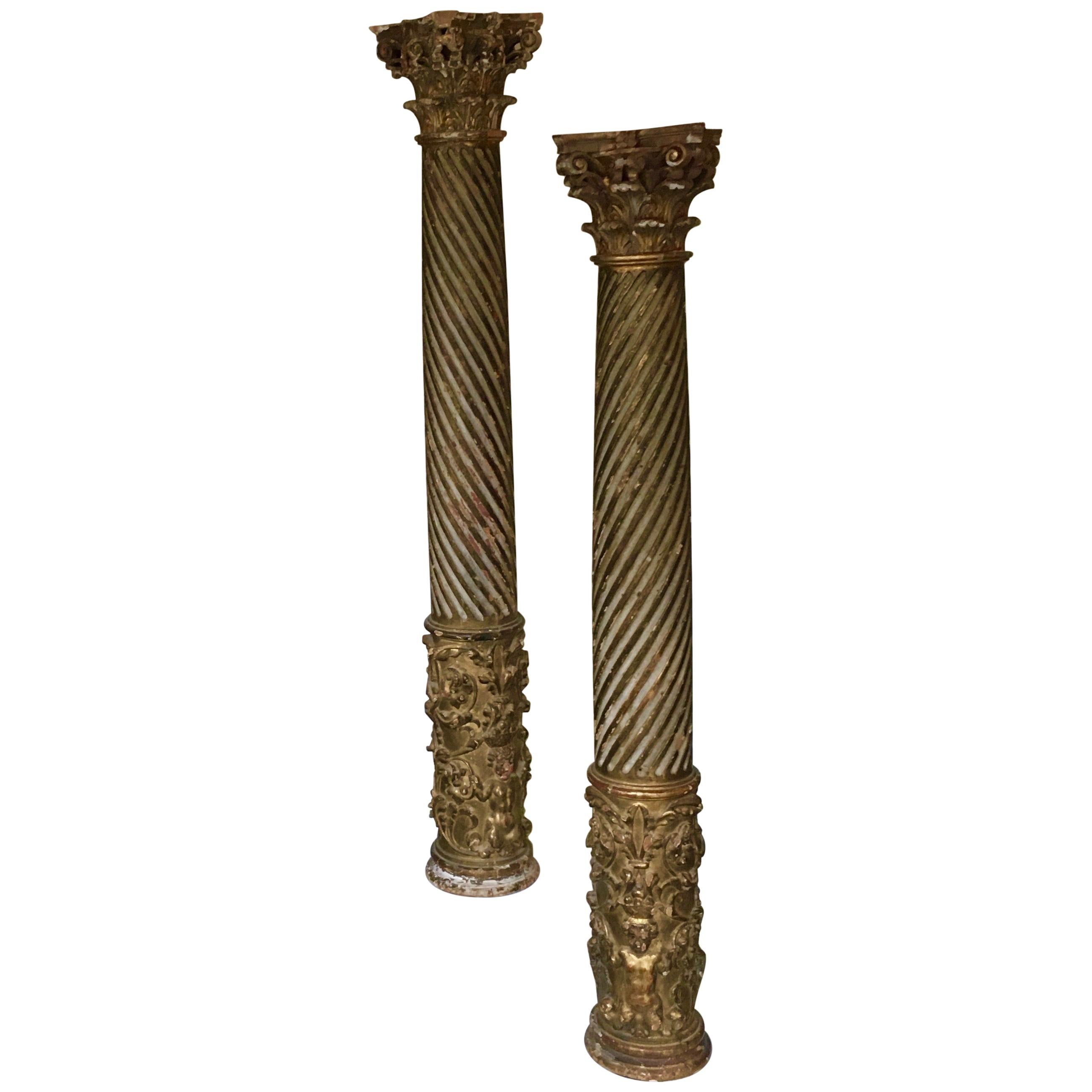 Fine Pair of Baroque Columns, Italy, End of 18th Century For Sale