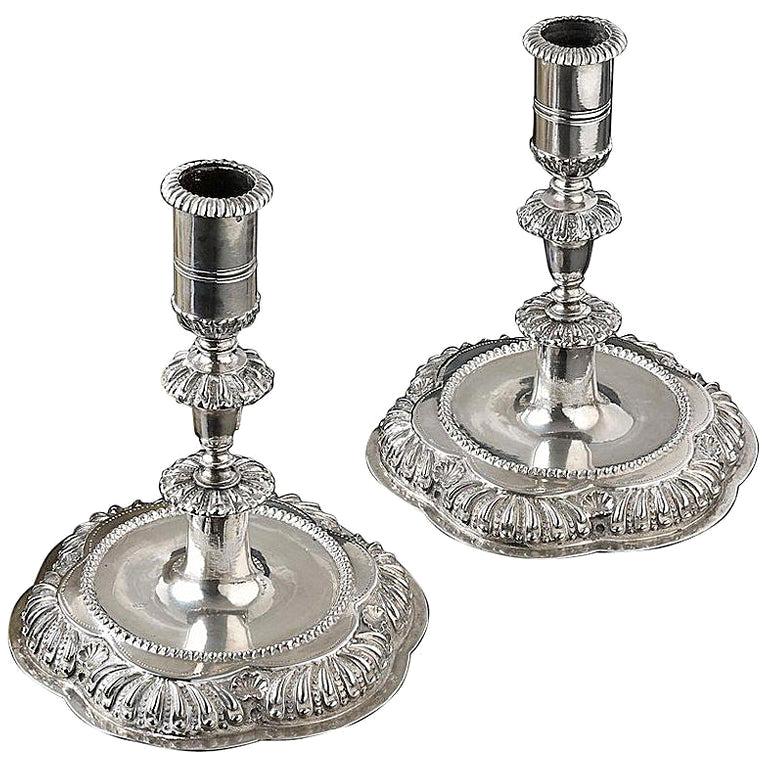 Fine Pair of Baroque Silver Candlesticks, German, 17th Century For Sale
