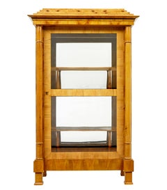 Fine pair of Biedermeier glazed elm display cabinets