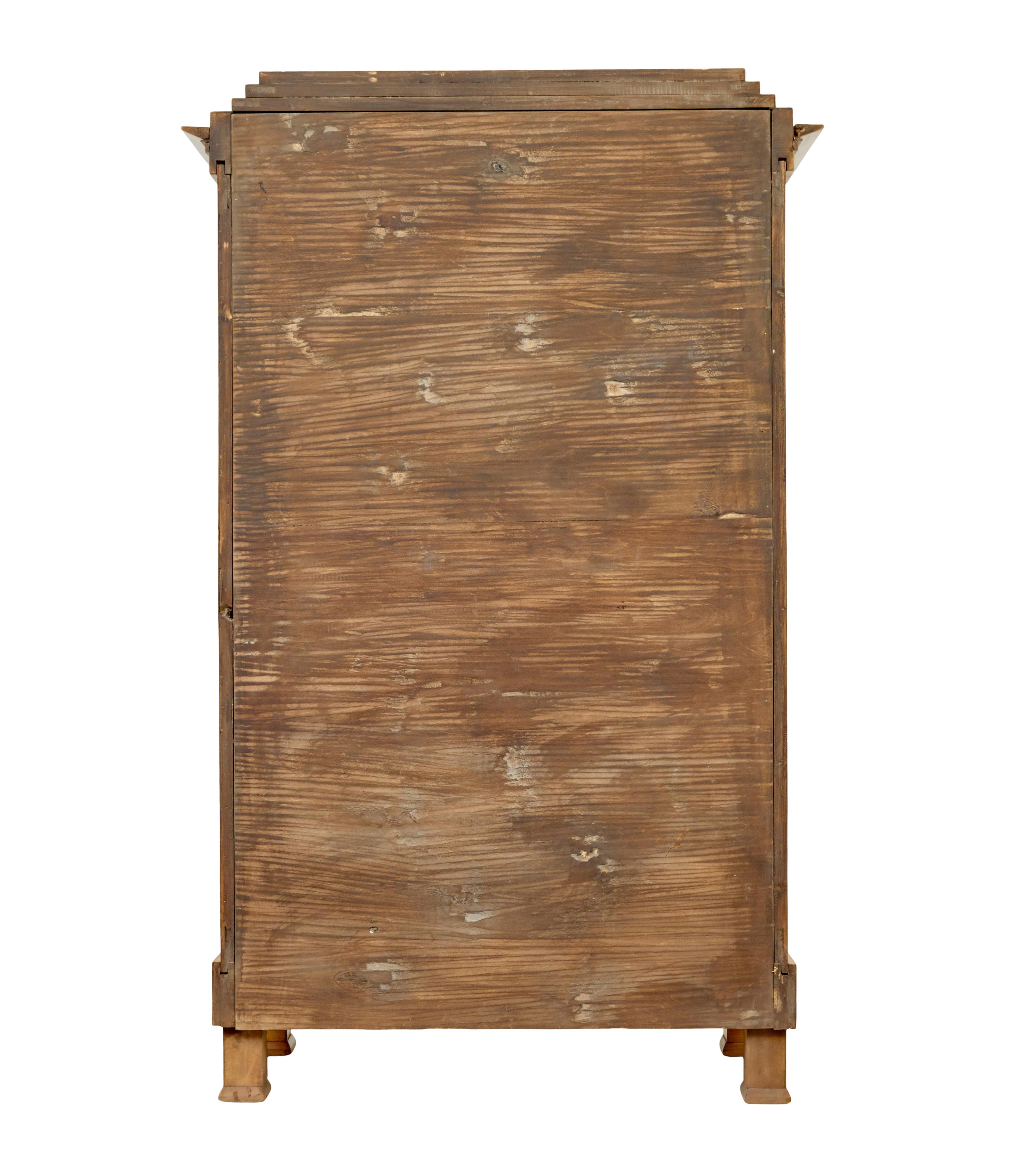 Glass Fine pair of Biedermeier glazed elm display cabinets For Sale