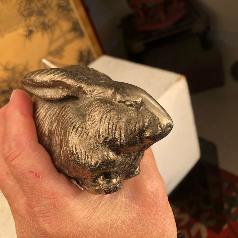 Fine Pair of Big Hand Cast Bronze Playful Rabbits from Old Japan at 1stDibs
