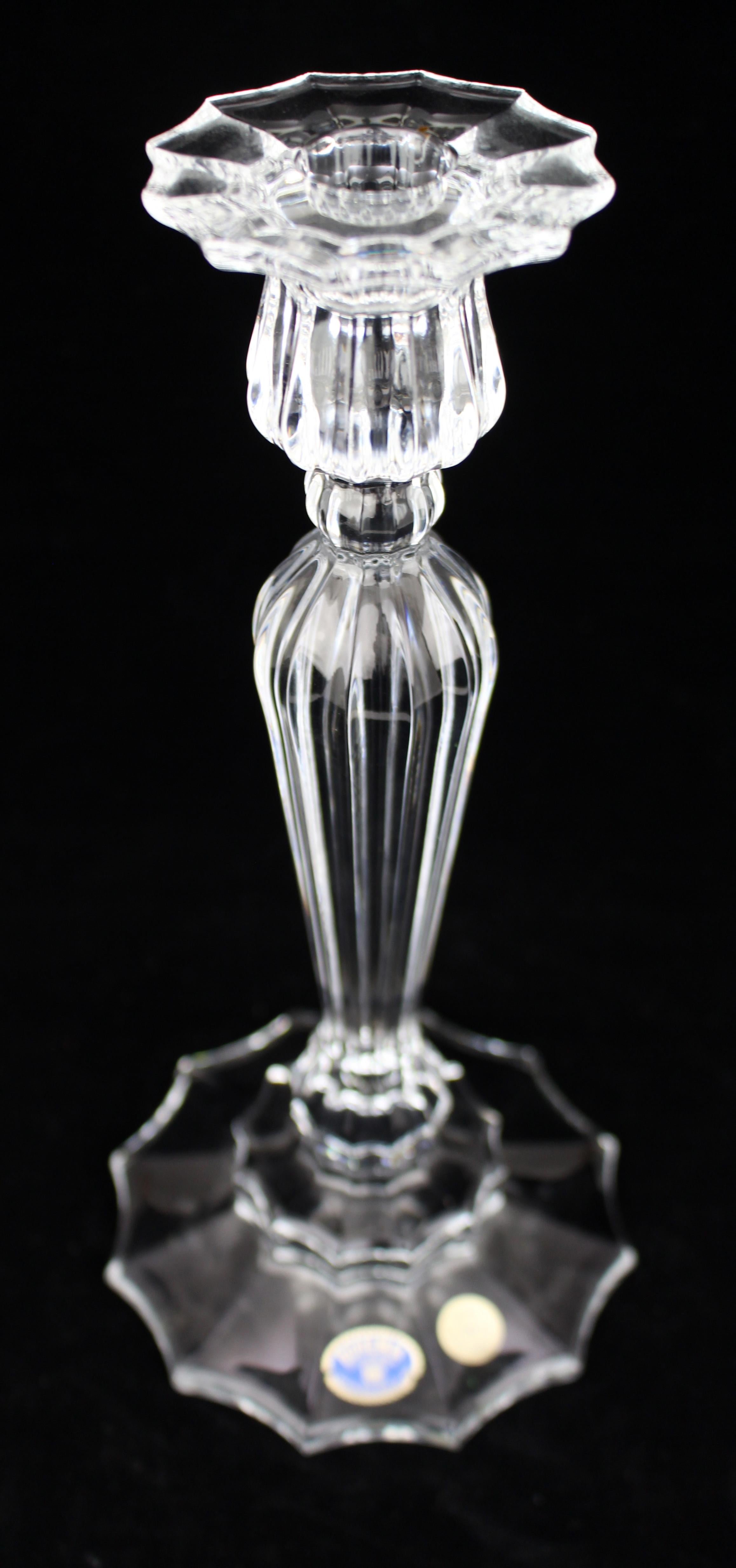 Fine Pair of Bohemia Lead Crystal Candlesticks For Sale 6