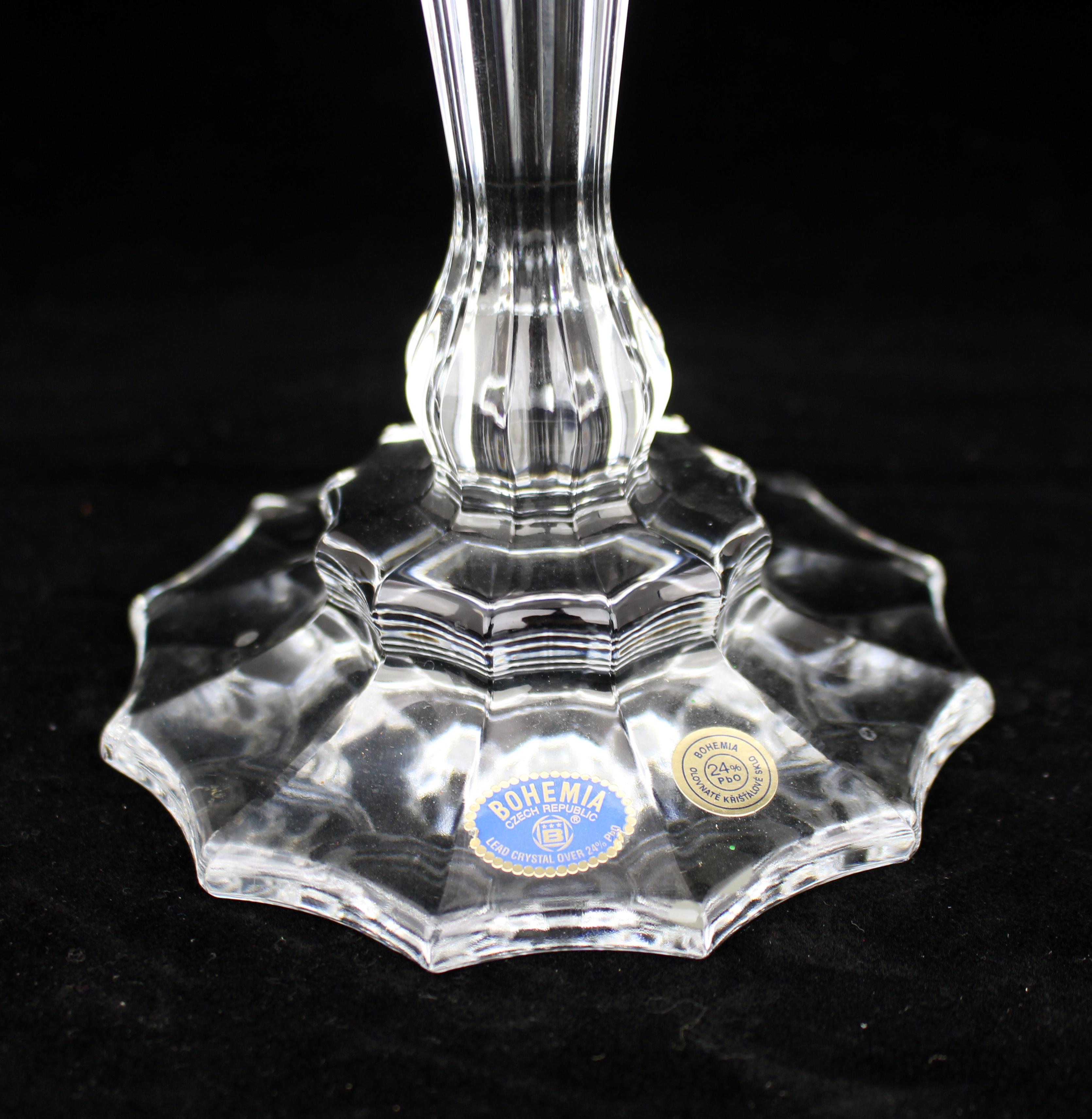 Fine Pair of Bohemia Lead Crystal Candlesticks For Sale 7