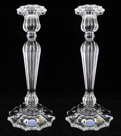 Fine Pair of Bohemia Lead Crystal Candlesticks