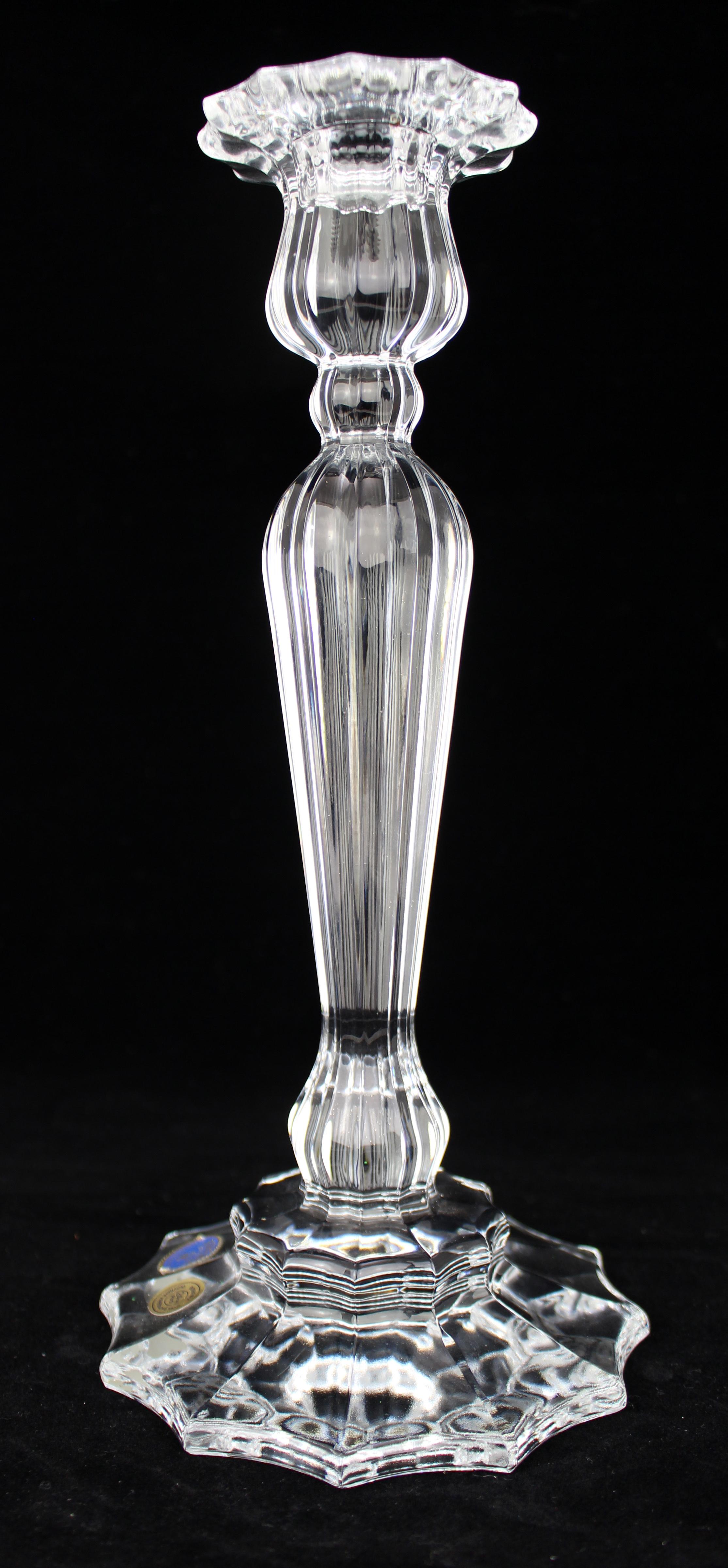 Contemporary Fine Pair of Bohemia Lead Crystal Candlesticks For Sale