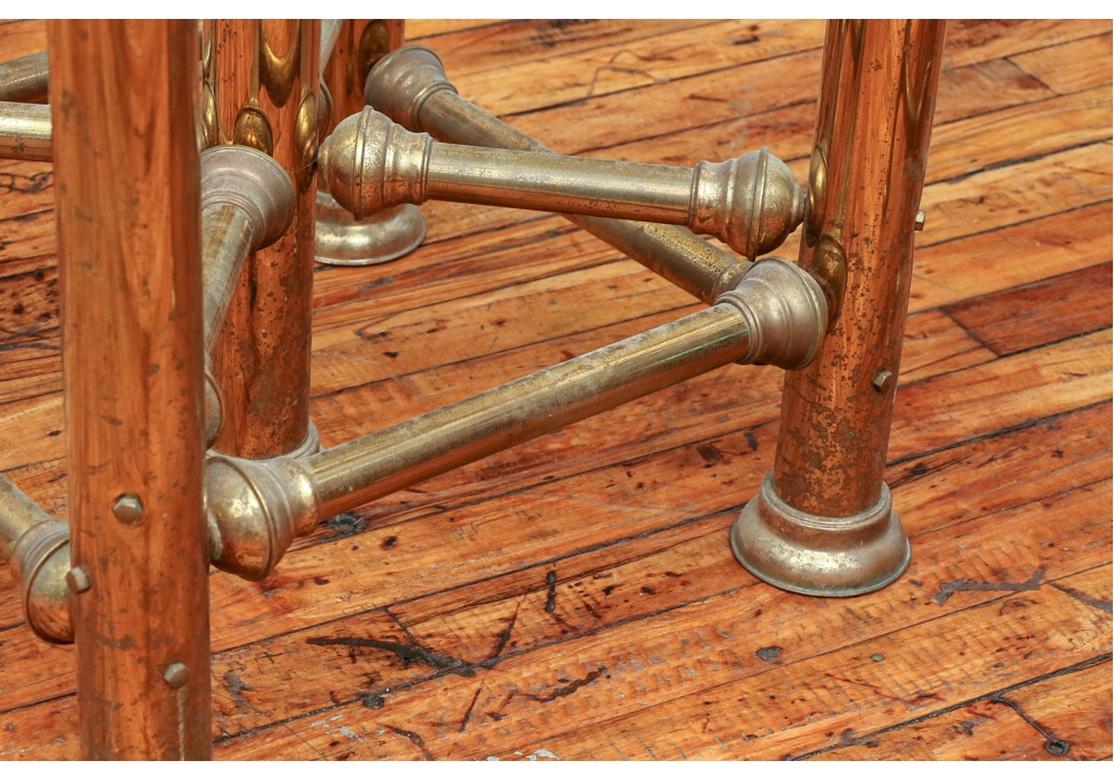 Steampunk Fine Pair of Brass Glass Topped Industrial Style End Tables