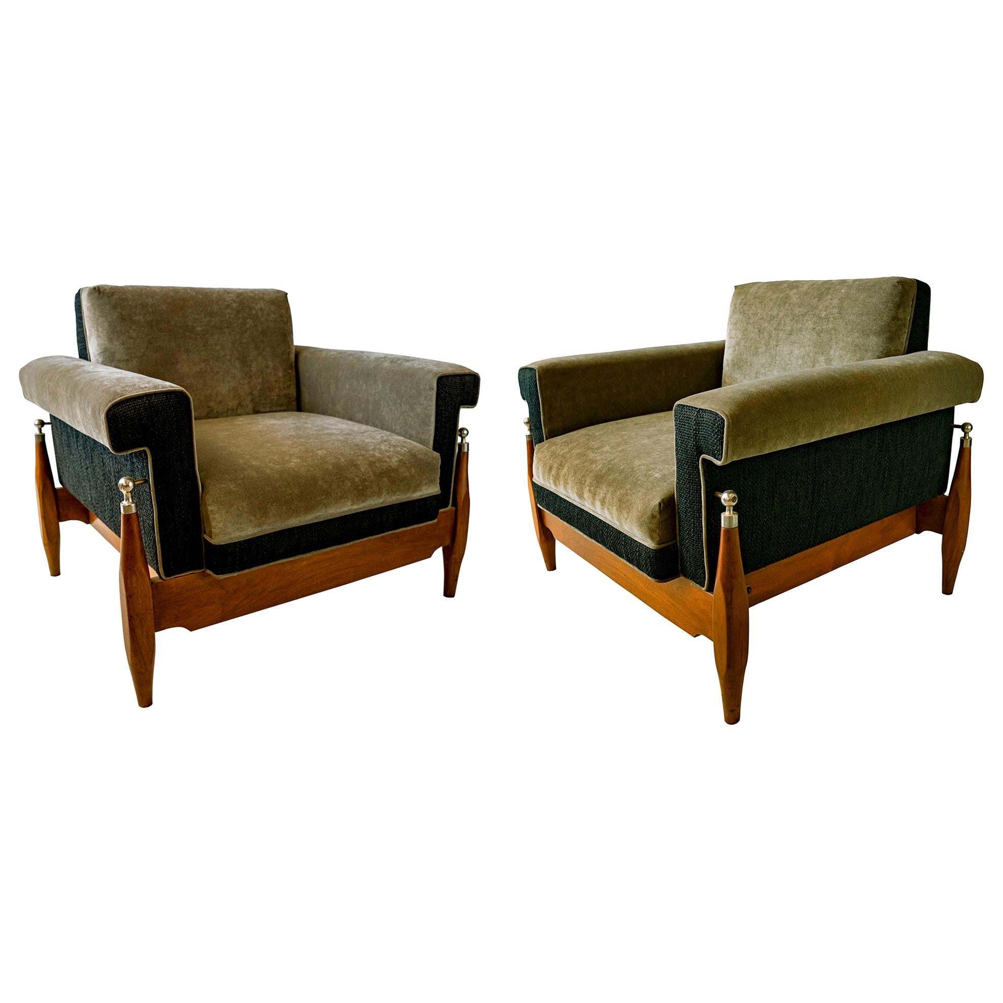 Fine Pair of Brazilian Rosewood Club Chairs