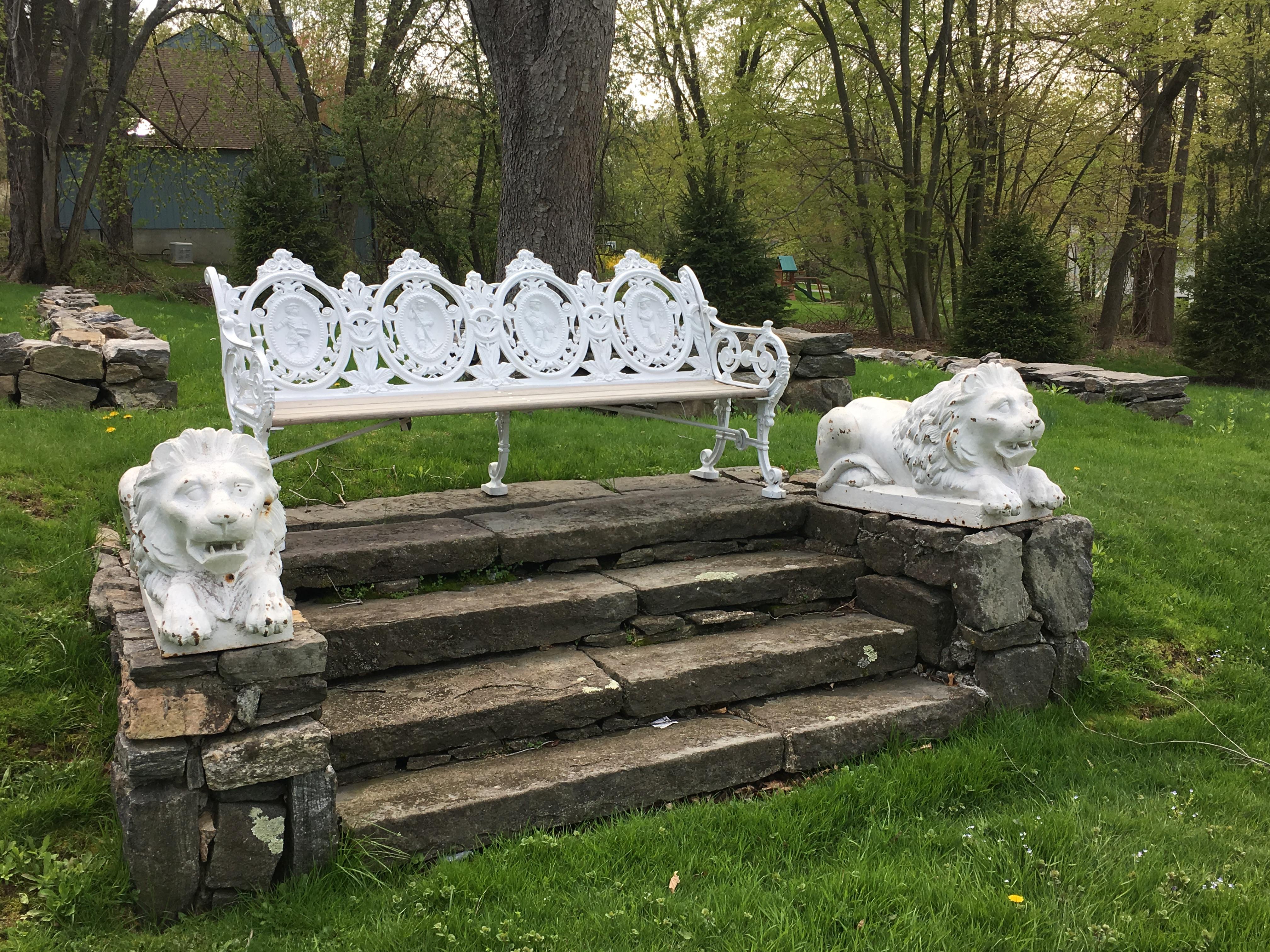 Fine Pair of C.1880 American Cast-Iron Lion Garden Sculptures 6