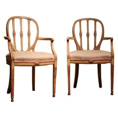 Fine Pair of 19th Century English Painted Chairs in the Hepplewhite Taste