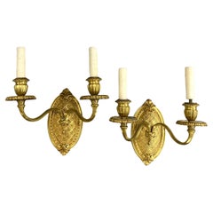 Fine Pair of Caldwell & Co Gilt Bronze Two Light Wall Sconces