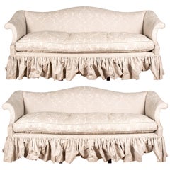 Vintage Fine Pair of Camel Back Sofas in Custom Treatment