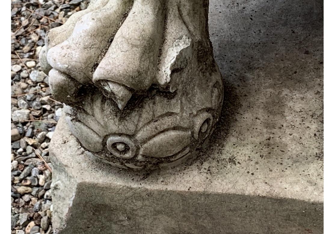 Fine Pair of Carved Marble Garden Foo Lion Figures In Good Condition In Bridgeport, CT