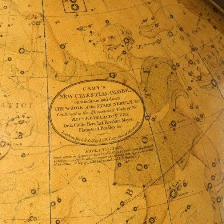 The terrestrial with cartouche printed “Cary’s new terrestrial globe exhibiting the tracks and discoveries made by Captain Cook; also those of Captain Vancouver on the North West Coast of America and M.De La Perouse, on the coast of Tartry, together
