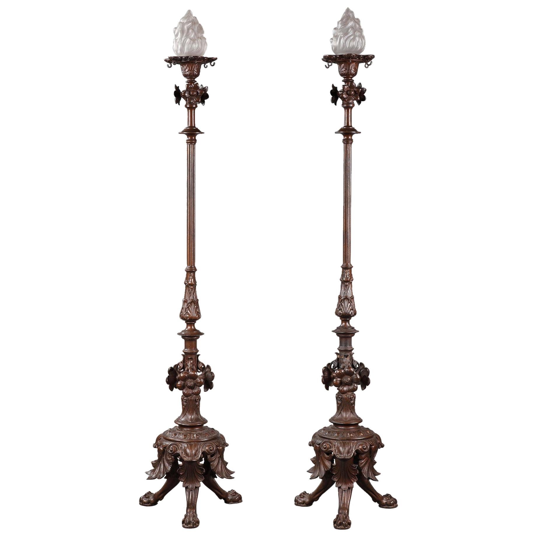 Fine Pair of Cast Iron Floor Lamps