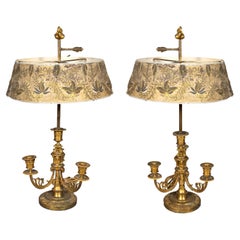 Fine Pair Of Charles X Gilt Bronze Bouillotte Lamps
