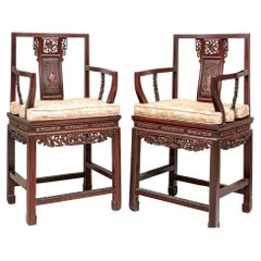 Fine Pair Of Chinese Carved Armchairs