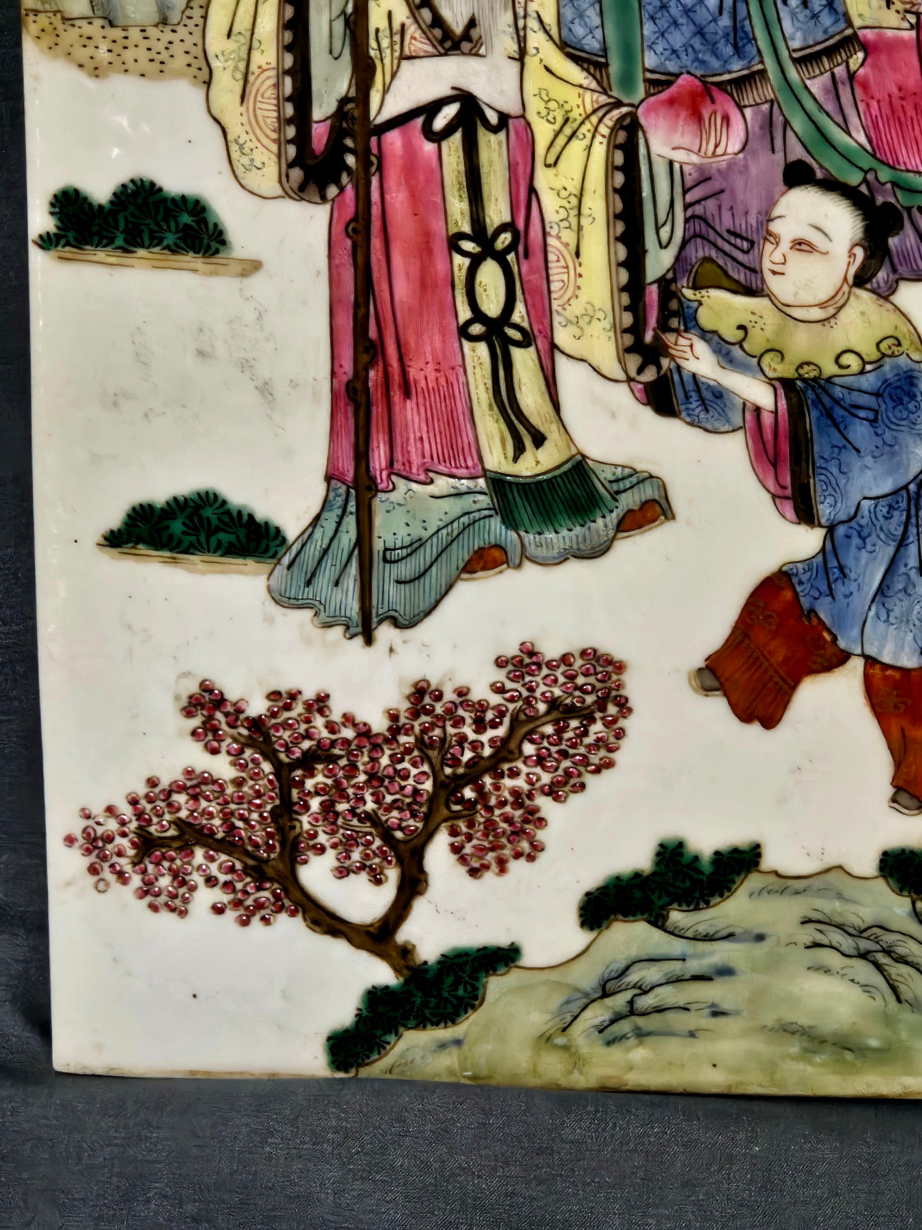 Fine Pair of Chinese Famille Rose Porcelain Plaques 19th Century For Sale 6