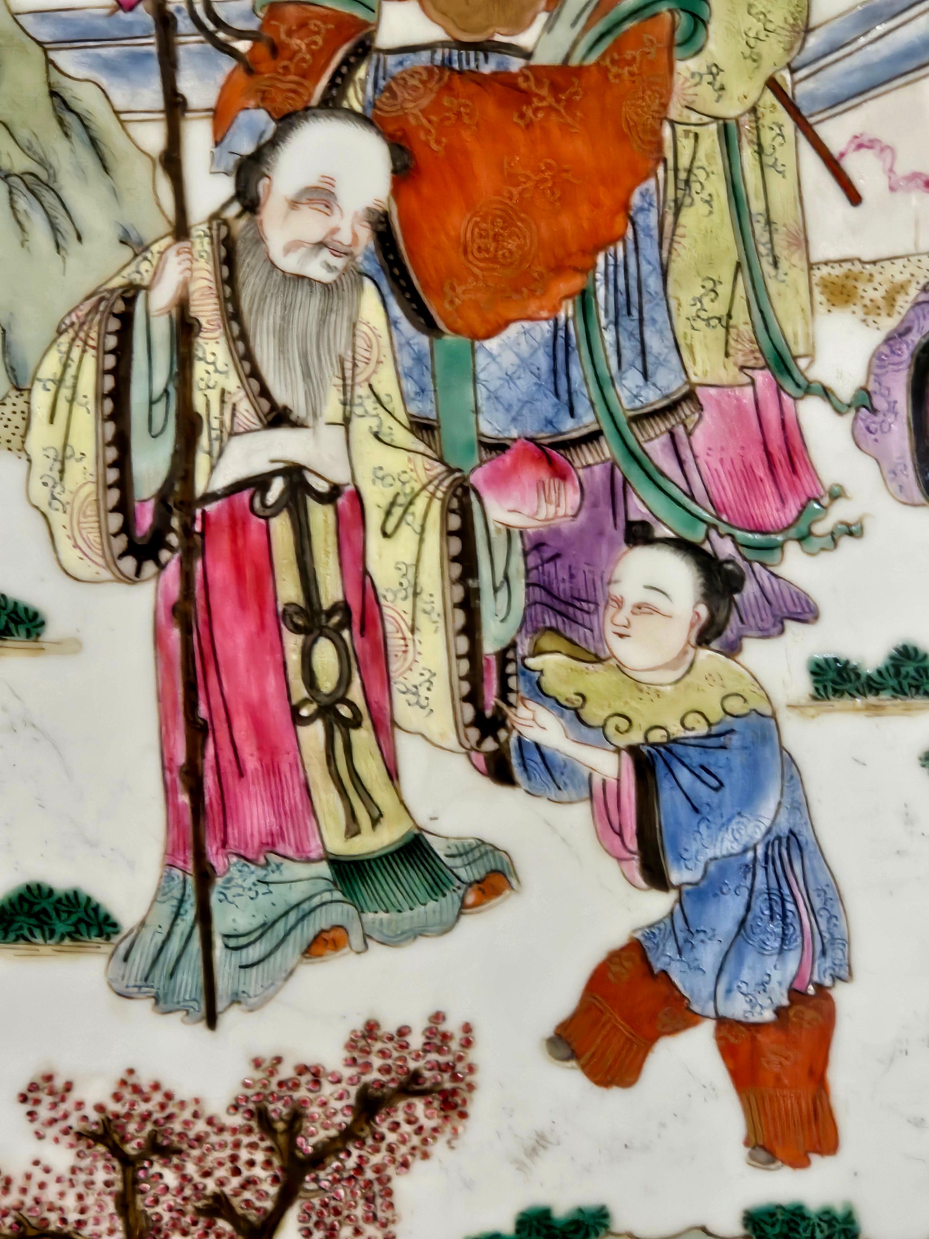 Fine Pair of Chinese Famille Rose Porcelain Plaques 19th Century For Sale 2