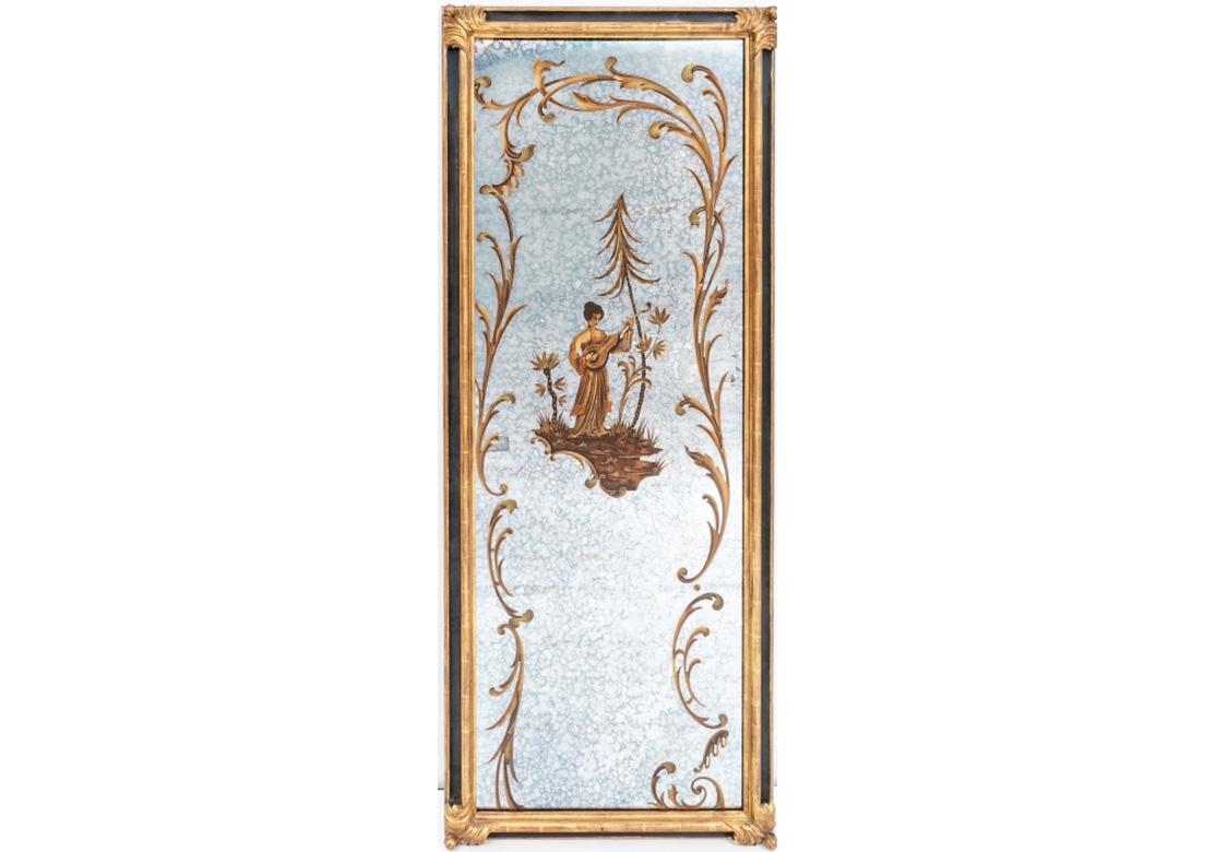 Fine Pair of Chinoiserie Decorated Mottled Mirrors 7