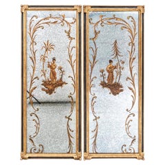 Fine Pair of Chinoiserie Decorated Mottled Mirrors