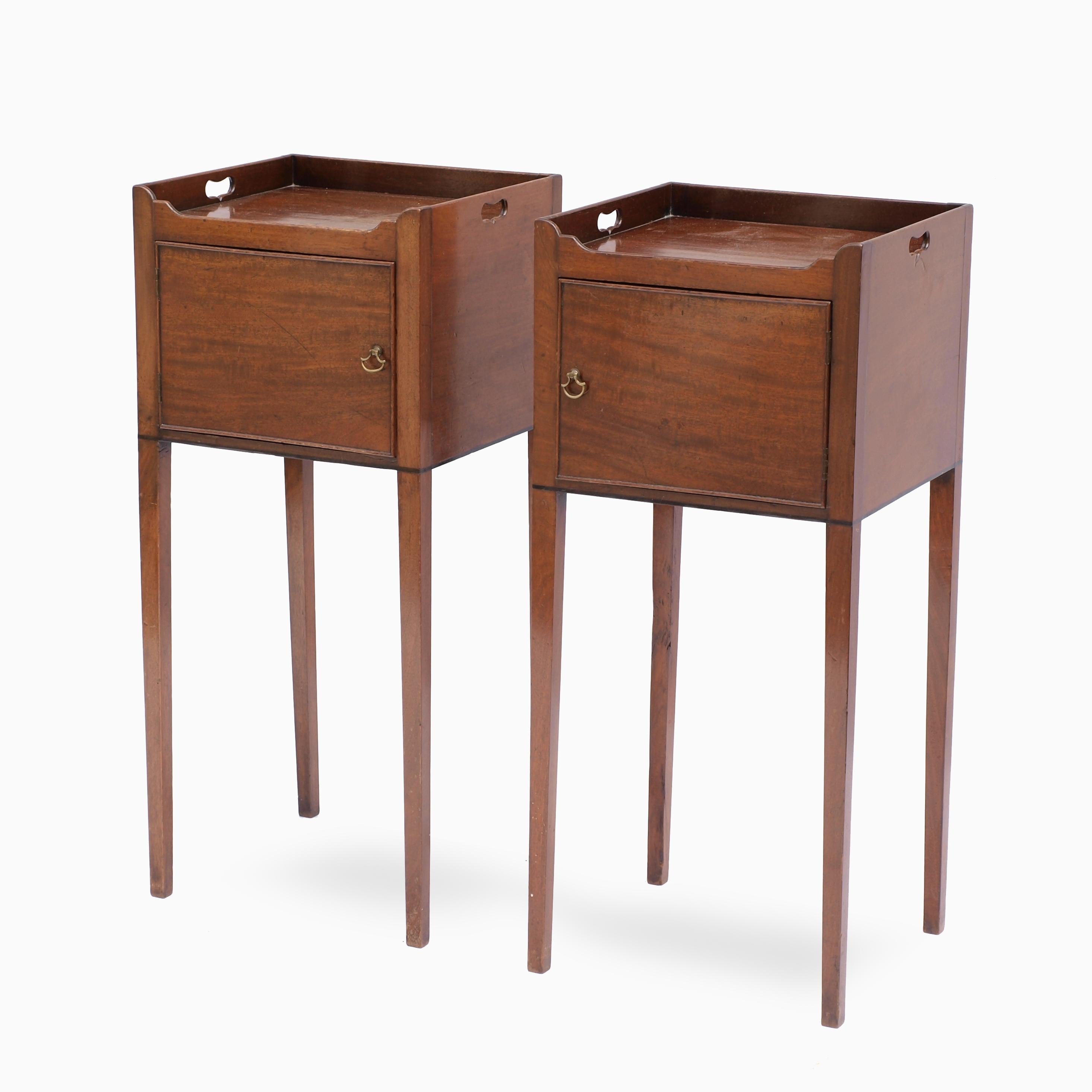 Georgian Fine Pair of Chippendale Period Mahogany Bedside Cabinets