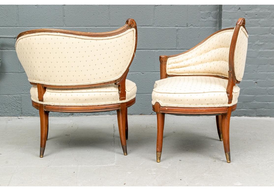 Fine Pair of Complimentary Hollywood Regency Style Lounge Chairs 4