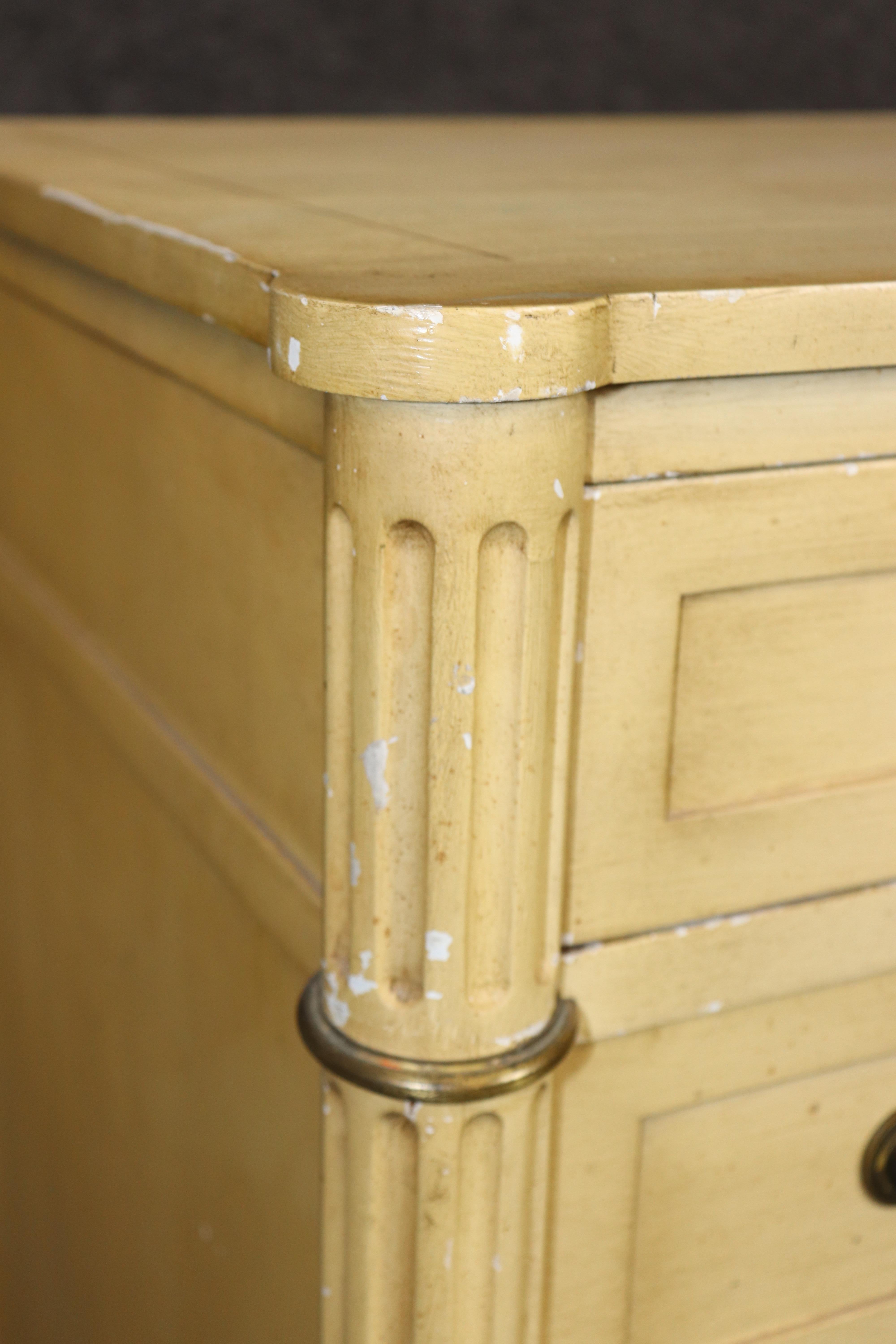 Fine Pair of Creme Painted French Directoire Style Commodes For Sale 7