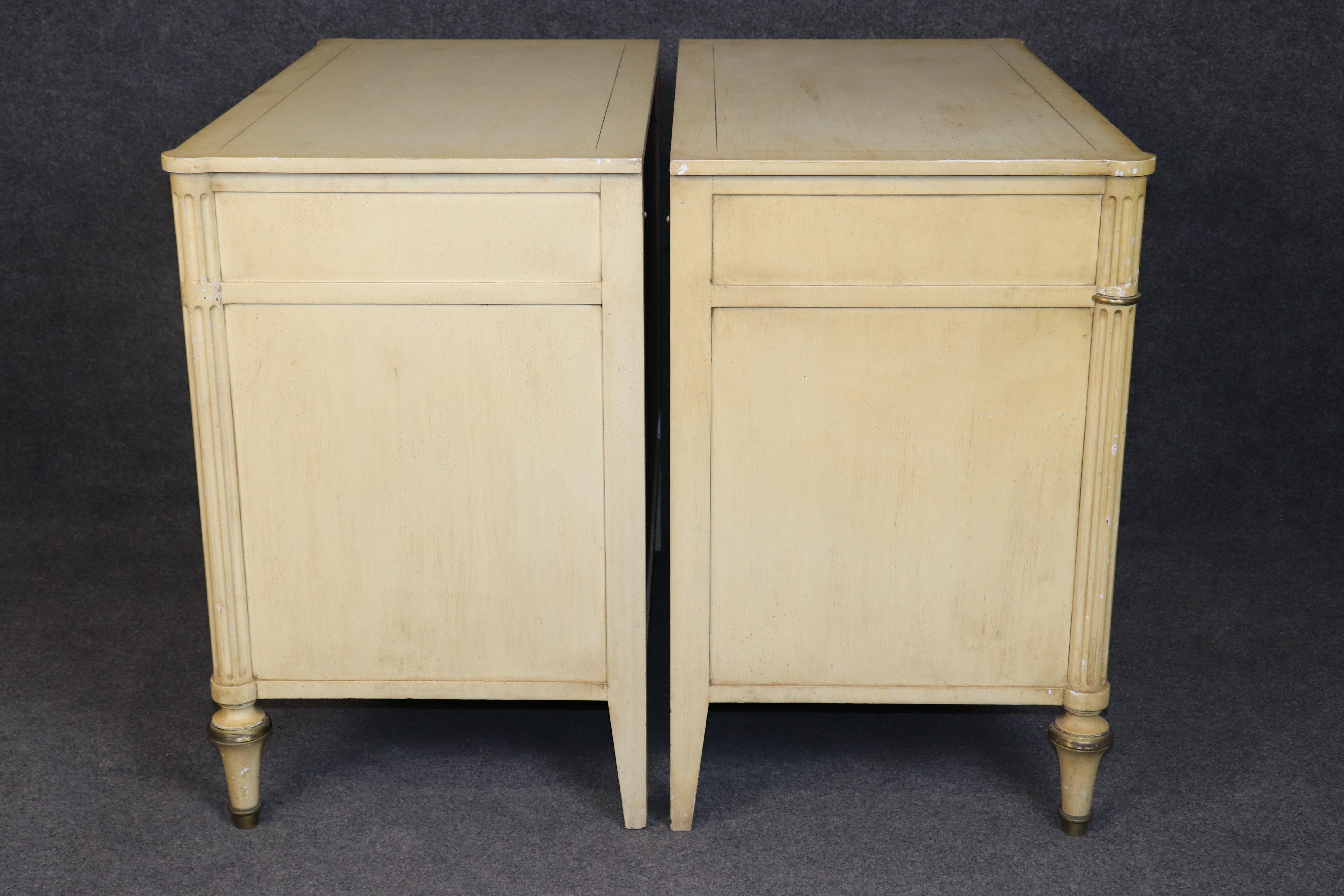 American Fine Pair of Creme Painted French Directoire Style Commodes For Sale