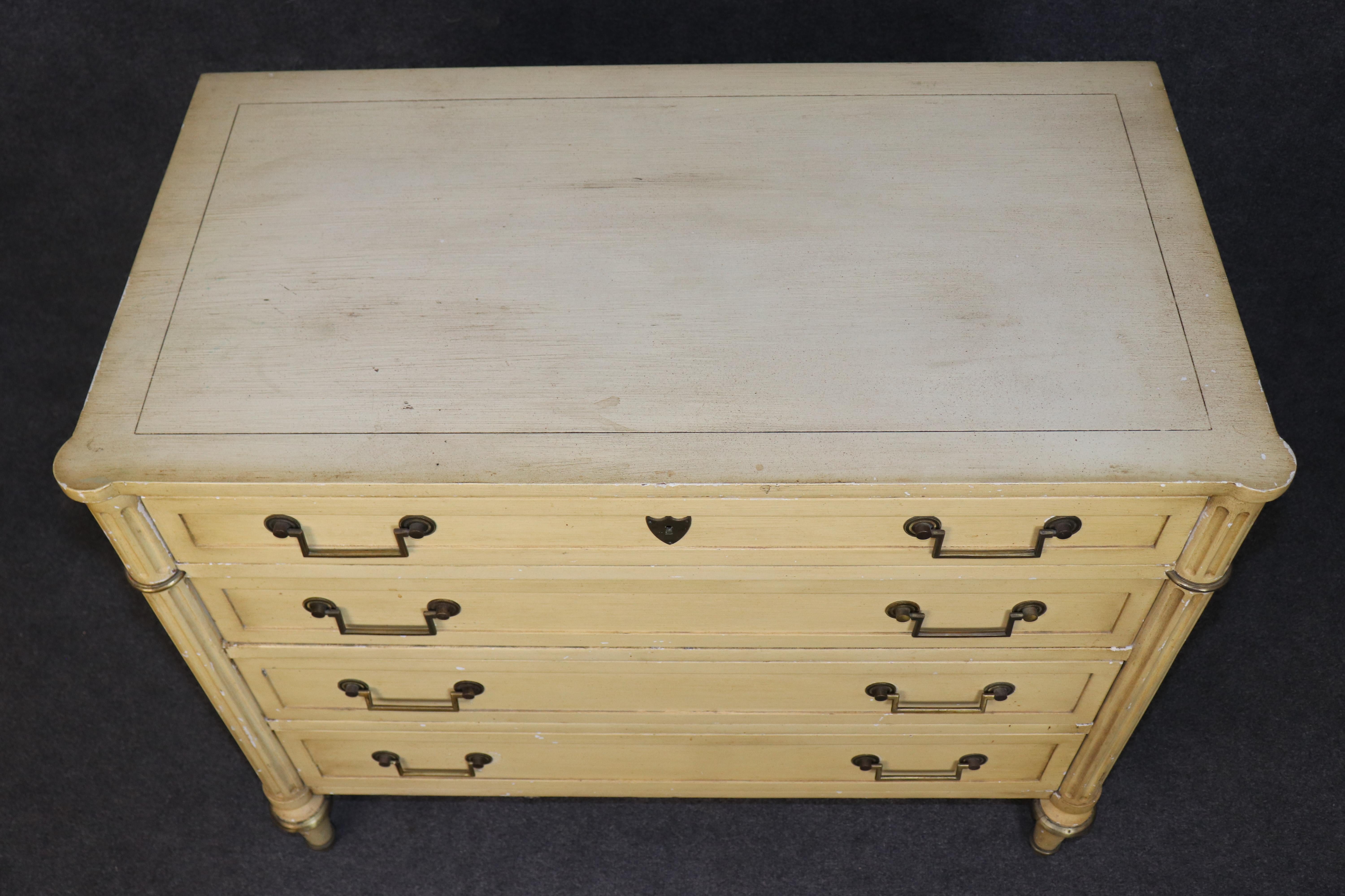 Fine Pair of Creme Painted French Directoire Style Commodes For Sale 2