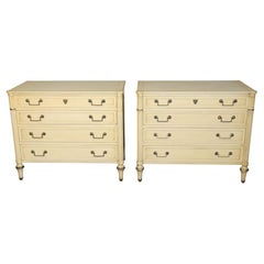 Fine Pair of Creme Painted French Directoire Style Commodes