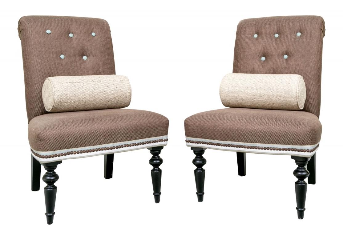 Fine Pair of Custom French Slipper Chairs For Sale 4