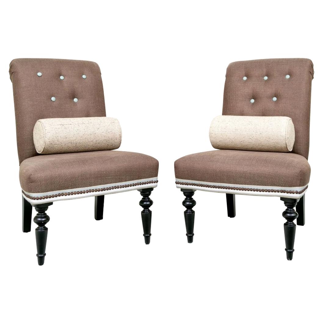 Fine Pair of Custom French Slipper Chairs