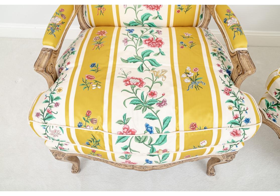Fine Pair Of Custom Louis XV Style Bergeres For Sale 5
