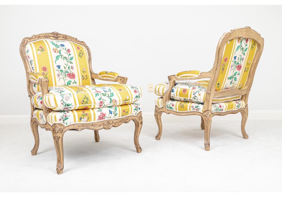 Fine Pair Of Custom Louis XV Style Bergeres For Sale 7
