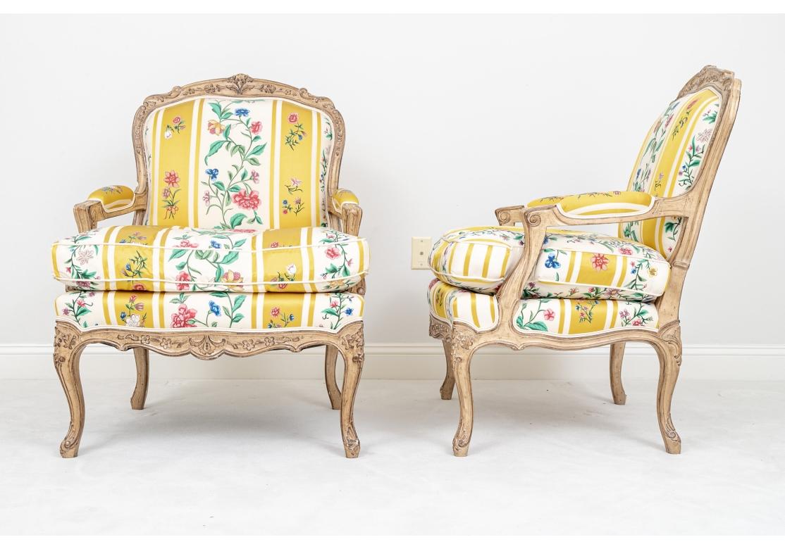 Fine Pair Of Custom Louis XV Style Bergeres For Sale 8