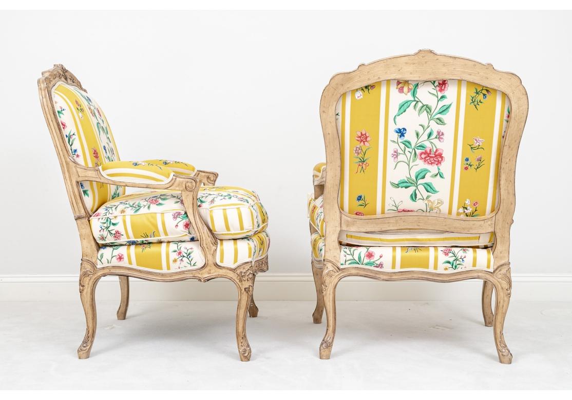 Fine Pair Of Custom Louis XV Style Bergeres For Sale 3