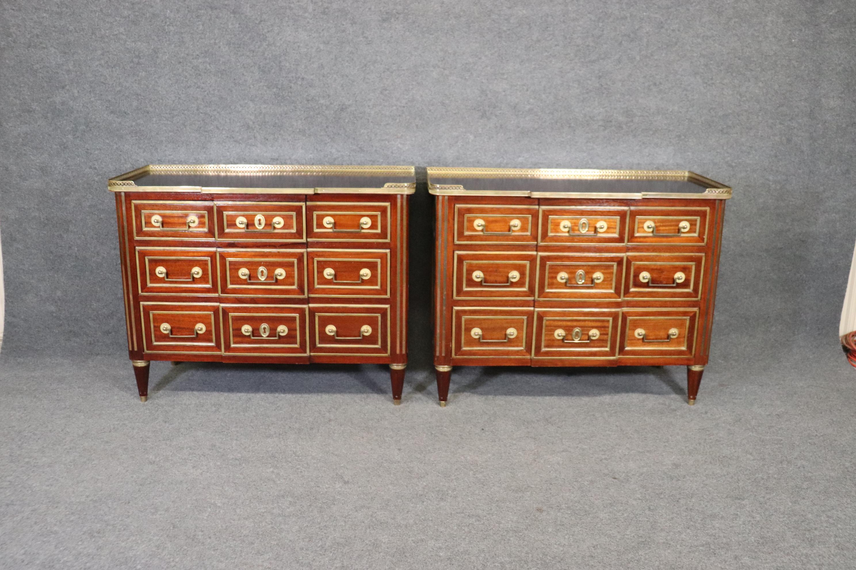 Fine Pair of Custom-Made French Louis XVI Bronze Mounted Jansen Style Commodes 6
