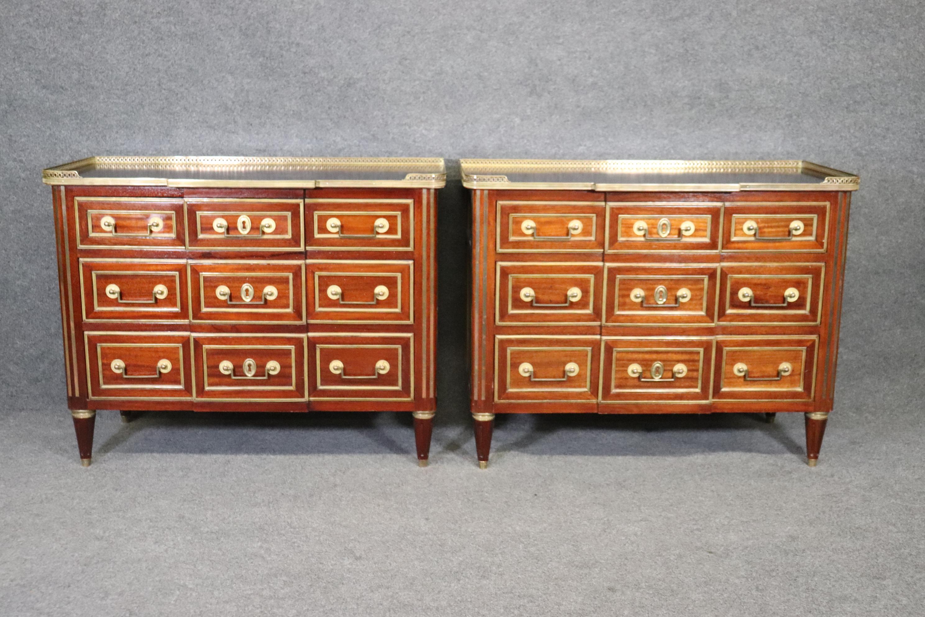 Fine Pair of Custom-Made French Louis XVI Bronze Mounted Jansen Style Commodes 7
